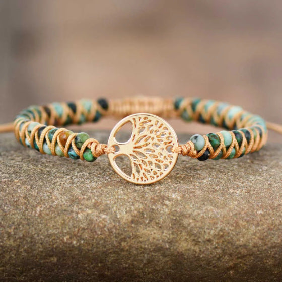 Handmade Natural Apatite Stone Weave Bracelet Women Men Friendship Jewelry  String Braided Yoga Healing Balance Charm