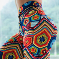 Thumbnail for High Waist Colorful Jacquard Yoga Leggings