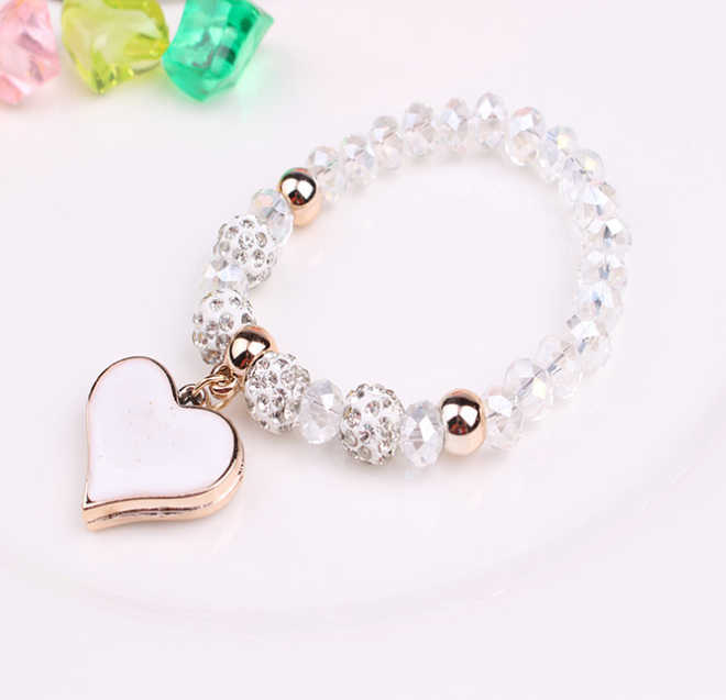 Elastic Elegance Crystal Heart Bracelet
